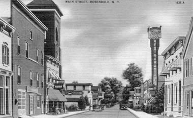 Postcard, Rosendale Main Street, 1930s.