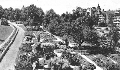postcard image of Mohonk's gardens