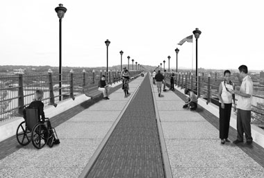 An artist's rendering of the bridge as it might appear in 2009. (Courtesy of Bergmann Associates)