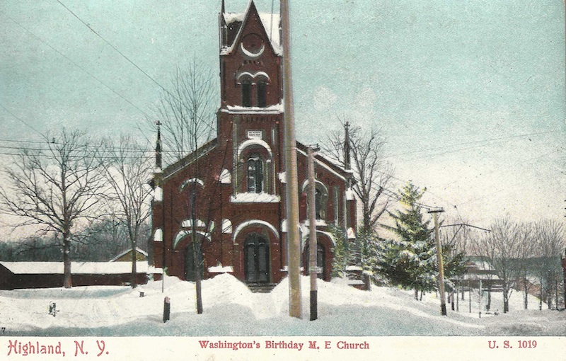 Highland postcard celebrating a snowy Washington’s Birthday. (Postmarked 1910)
