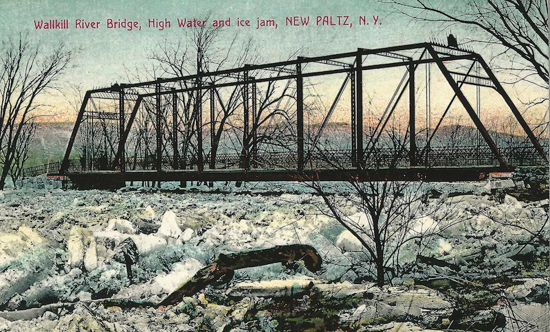 Wallkill River Bridge, High Water and ice jam, New Paltz, N.Y.