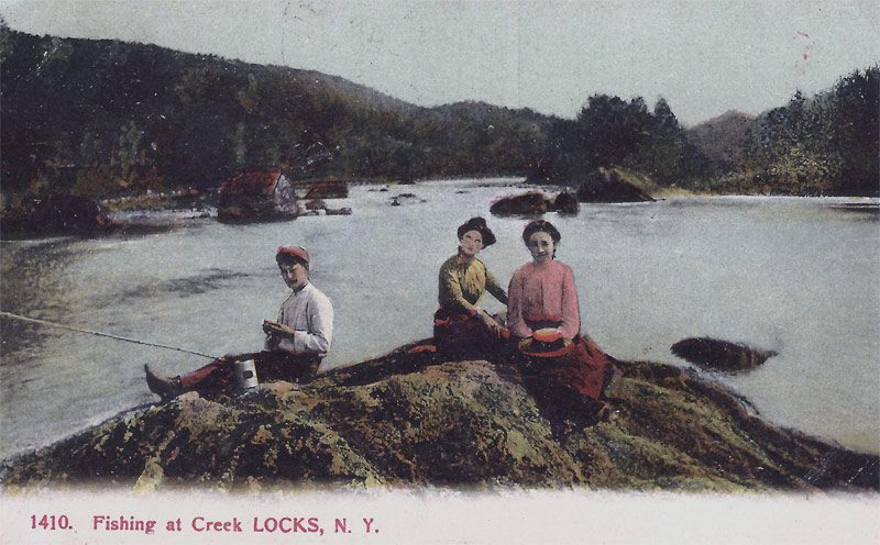 Fishing at Creek Locks, N.Y. Postmark Rosendale, N.Y. 1908
