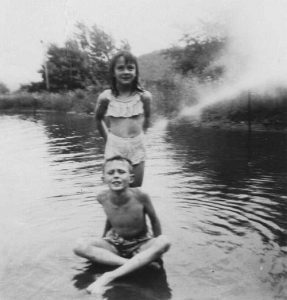 Summer delight 1953. Swimming at Zanucci’s Pool, which was located at the intersection of S. Eltings Corners Road and Route 299, now site of Lowe’s